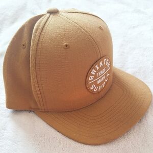 Brixton Tan Logo Patch Cap. Snapback.